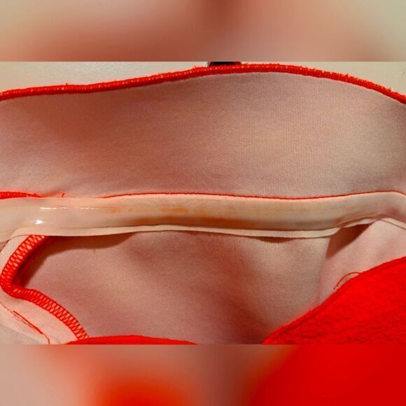 EUC Sandro Paris Size 1 Neon Orange Neoprene Mini Ruffle Dress - Picture 7 of 8